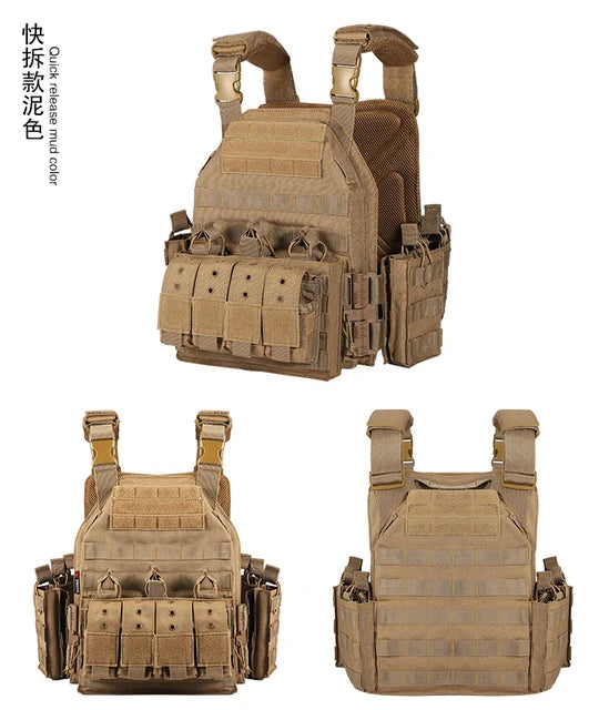 YAKEDA 1000D Nylon Plate Carrier Tactical Vest Outdoor Hunting Protective Adjustable MODULAR Vest for Airsoft Combat Accessories