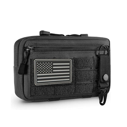 Tactical Molle Admin Pouch Utility Laser Cut EDC Tool Pouch Bag Horizontal Modular Pouches Include US Flag Patch and Keychain