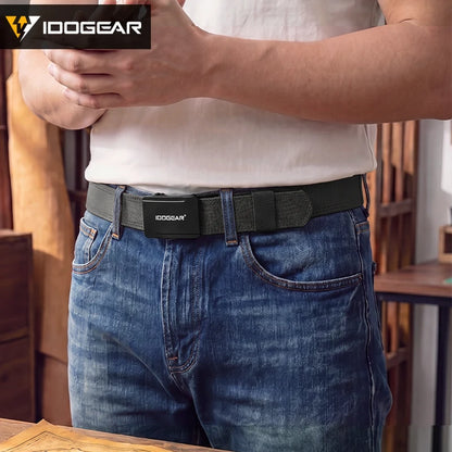 IDOGEAR Tactical 1.5” Belt 1000D Nylon with Slide Buckle for Men No Holes Adjustable Trim to Fit 3449