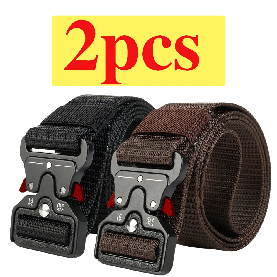 Two-Pack Quick-Release Symmetrical Buckle Tactical Belt; Outdoor Sports Exercise Training Hunting Nylon Canvas Belt