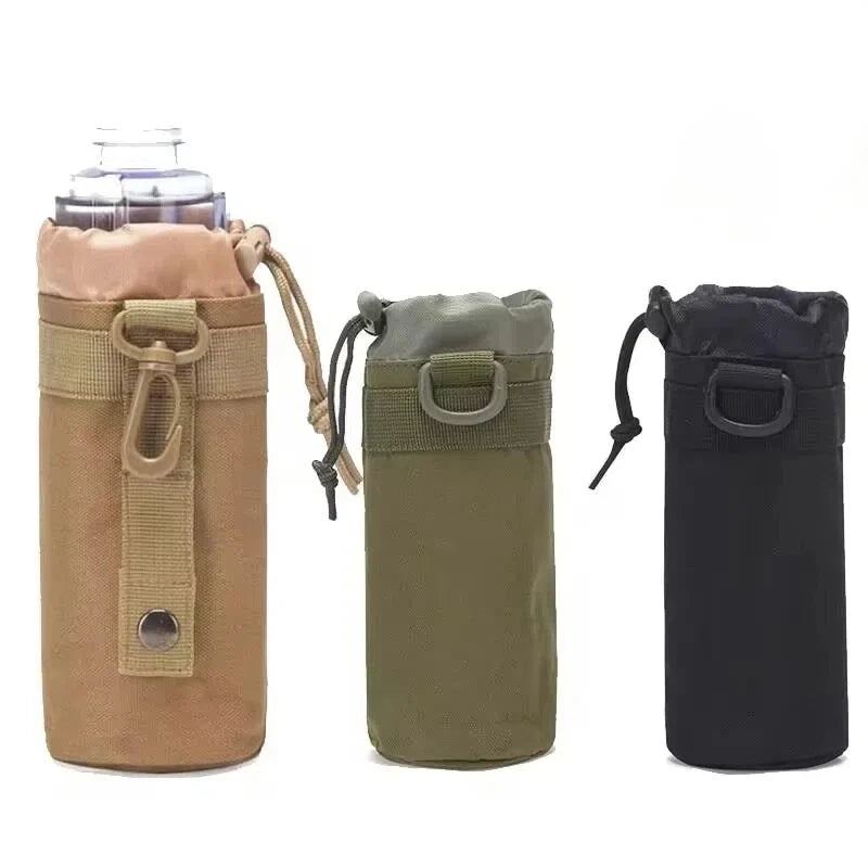 Portable  Water Bottle Bag 1000D Nylon Tactical Pouch Adjustable Drawstring Hydration Carrier for Outdoor Activities