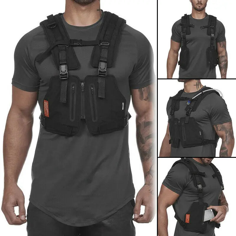 Multi-Function Tactical Vest,Outdoor Sports Fitness Men Protective Tops With Pockets,Running Vest For Camping Fishing Sleeveless