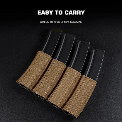 1Pc Tactical Quad Mag Holder Hook Fastener Mag Insert Pocket For MP5 Chest Rig Vest Hunting Bullet Storage Pouches Accessory