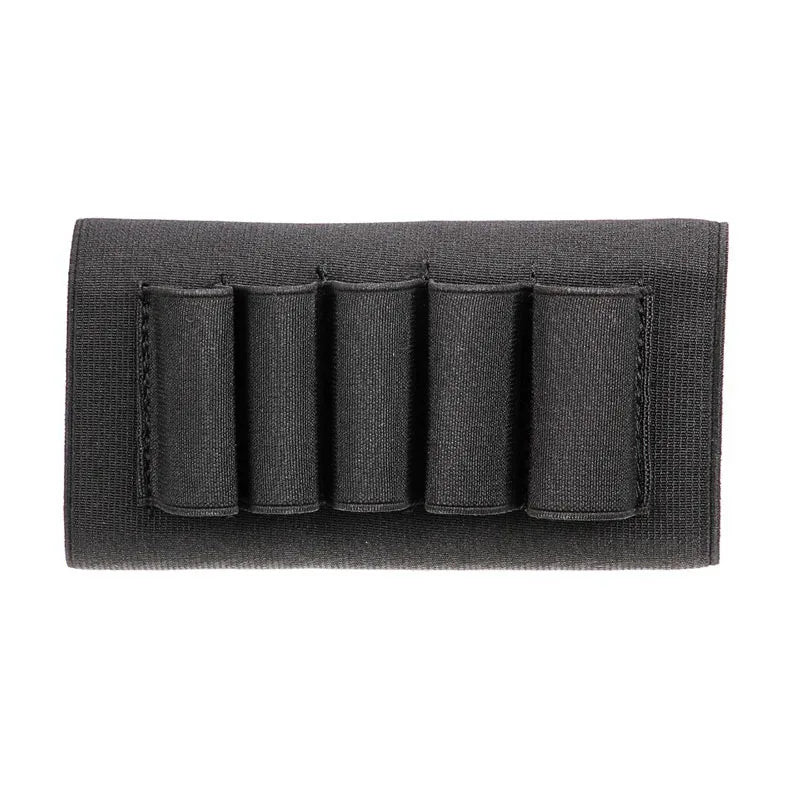 5 Hole Carrier Bag Shotgun Shell Butt Stock Molle Shell Cartridge Holder Extra Round for 12/20GA Hunting Sports Accessories