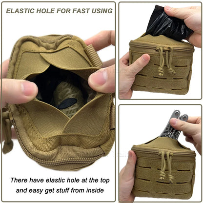 Tactical  Molle Pouch Utility Pouch Top Elastic Opening Multi-Purpose Waist Bag Outdoor Hunting Gloves  EDC Tool Bag Poop Bag