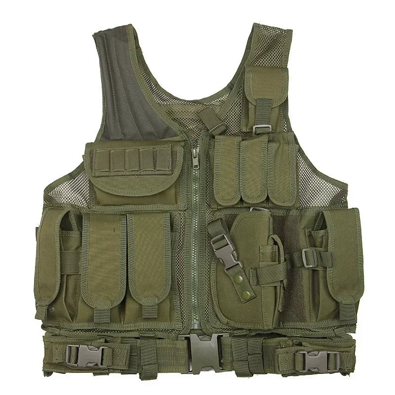 Tactical Breathable Vest SWAT Protective Police Armor Vests  Airsoft Paintball Combat Mens Adjustable Outdoor CS Training Jacket