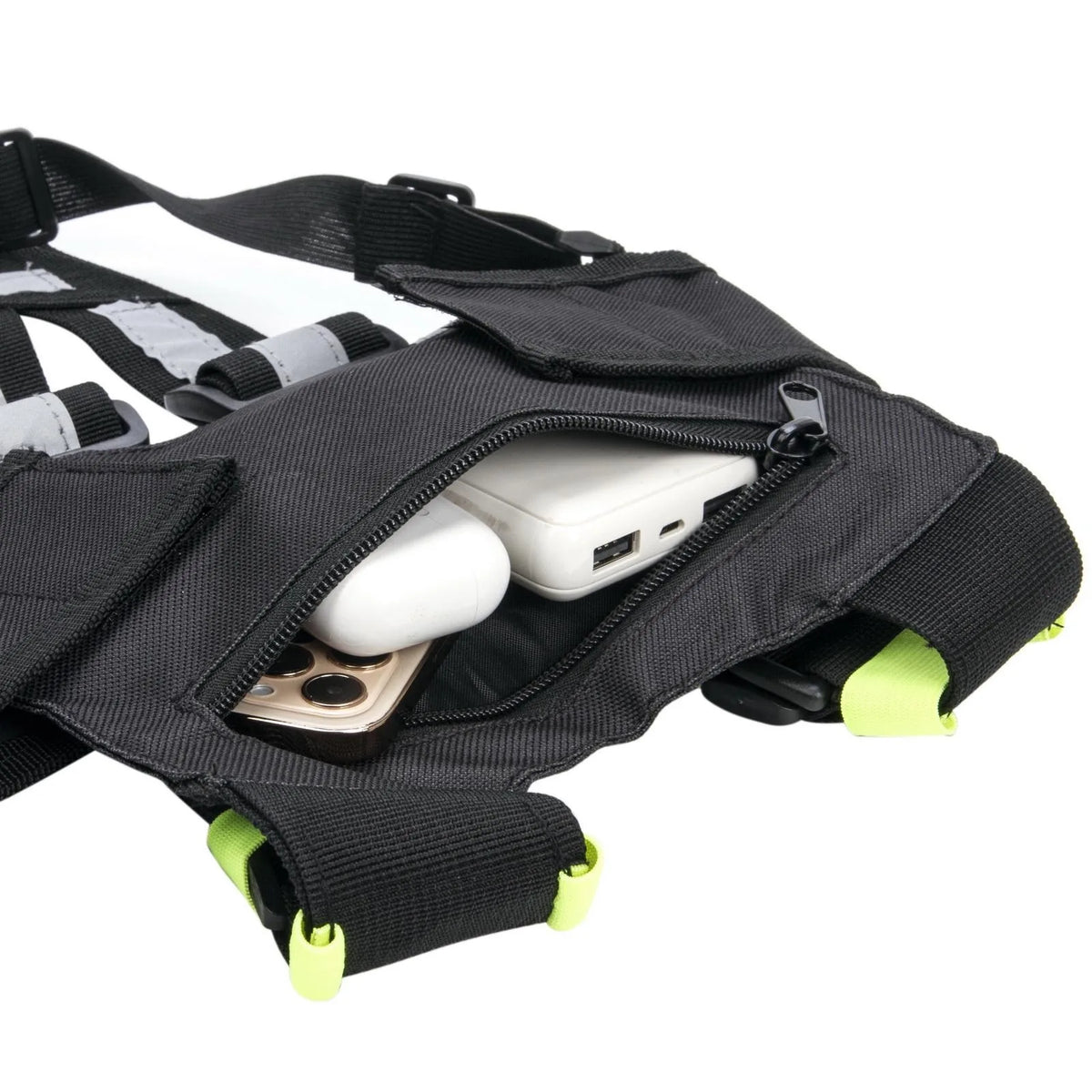Yellow Reflective Tactical Harness Front Pack Vest Chest Bag Pouch For Walkie Talkie Radio
