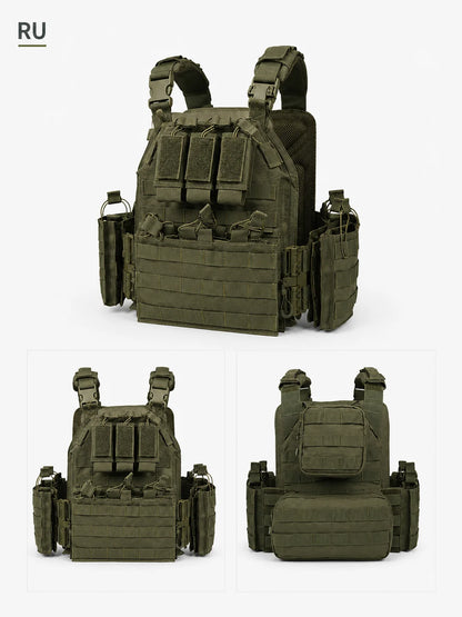 Tactical Vest Plate Carrier Adjustable Chest Bag Multi Pocket Outdoor Training Gear