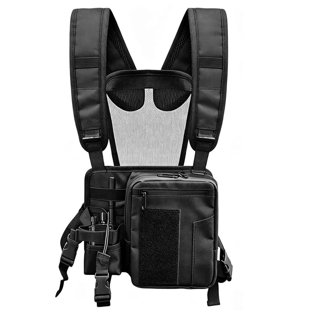 Tactical Radio Chest Bag Radio Vest Holder Pouch Walkie Talkie Vest Chest Harness Pouch Radio Storage Case Utility EDC Tool Bag