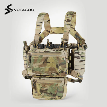 VOTAGOO Chest Equipment - Tactical Chest Equipment, Molle Modular Micro Combat Chest Equipment Adjustable and Detachable