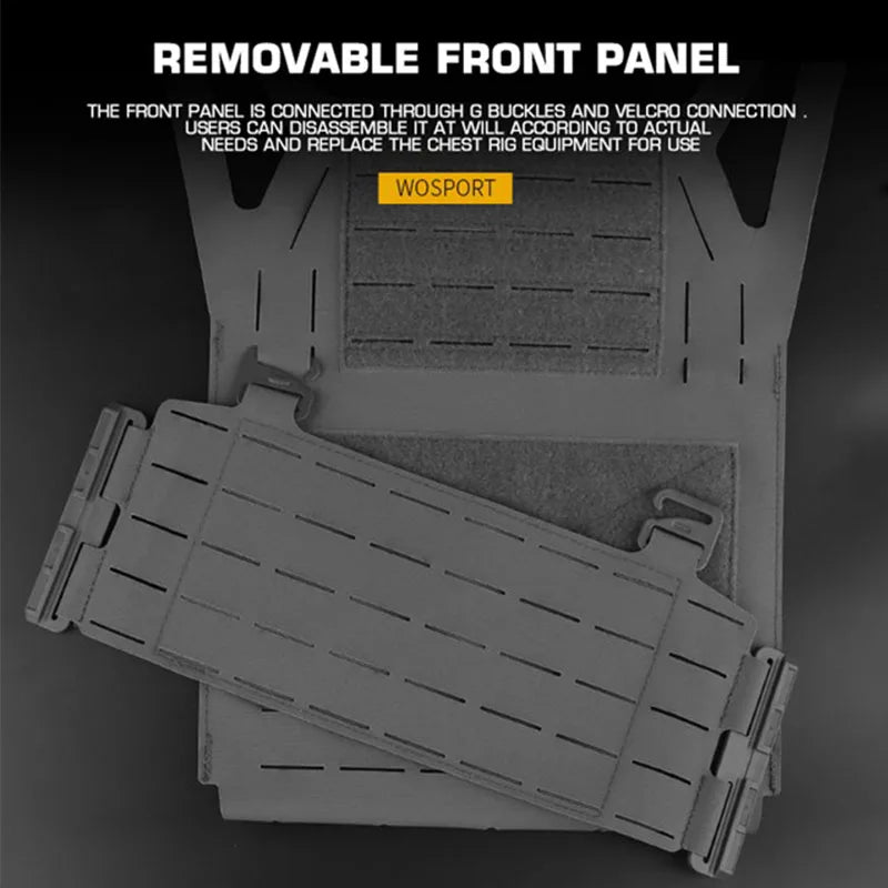 WOSPORT Tactical Vest Camouflage Knight Tactical Quick Release Vest Lightweight MOLLE System Comes With Laser Back Plate
