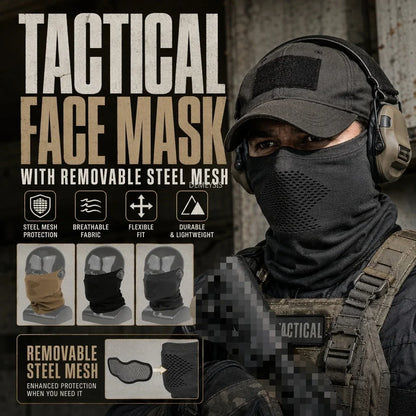 Tactical Steel Mesh Face Mask Breathable Knit Neck Gaiter for Wargame Cosplay Shooting Outdoor Combat Training Gear