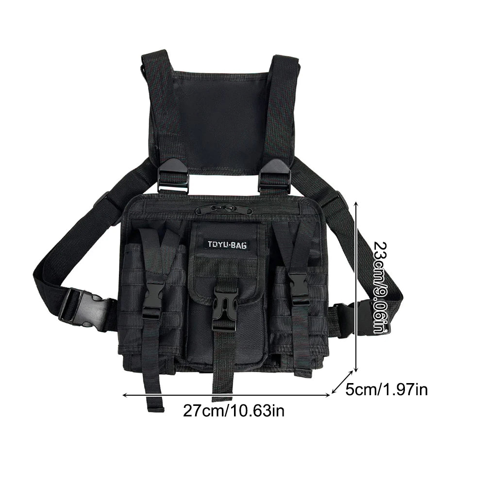 Molle Shoulder Vest Bags Oxford Cloth Male Chest Bag Adjustable Multiple Pockets Lightweight for Hiking Travel Cycling