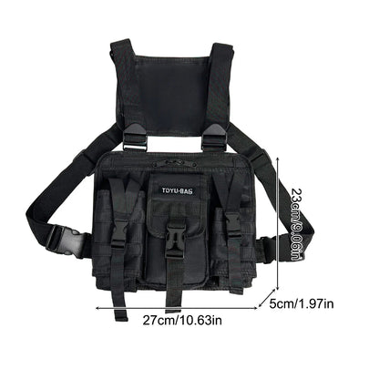 Molle Shoulder Vest Bags Oxford Cloth Male Chest Bag Adjustable Multiple Pockets Lightweight for Hiking Travel Cycling