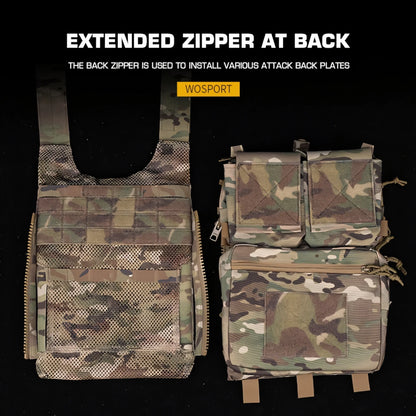Wosport LV-119 Tactical Vest Maritime Version Triple Magazine Pouch Inner Storage Back Zipper Side Plate Pouches for Airsoft
