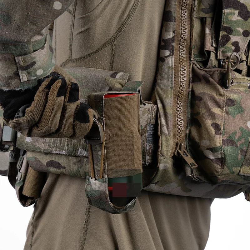 Tactical MOLLE Combat Single Magazine Bag Smoke Grenade Pouch Flexible Storage Bag  Elastic Tab/Fixed Hunting Training Gear