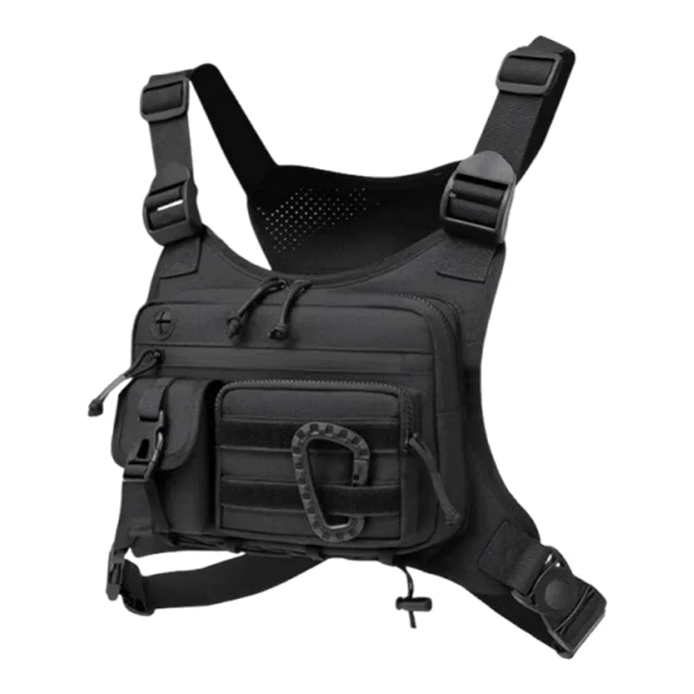 Outdoor Sports Chest Bag Multi Pocket Cycling Chest Bag Adjustable Strap Nylon Hunt Vest Bag Travel Commute Sports Backpack