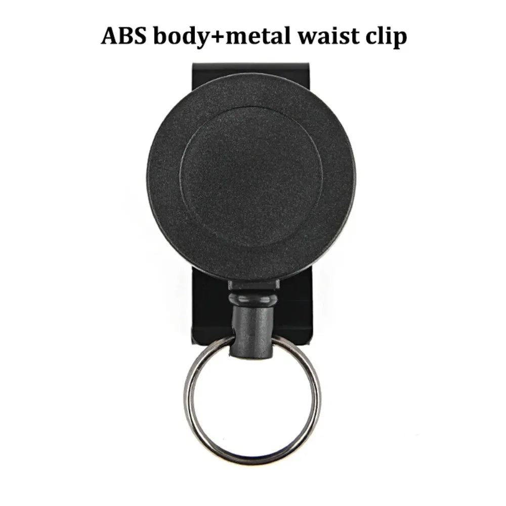 1PC Outdoor Climbing-Style ID Lanyard with Snap Hook, 360° Rotating Design, Black Steel Cable Retractable Lanyard