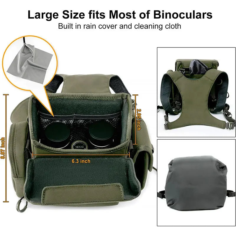 Portable Nylon Binocular Harness Chest Pack Bag Hunting Hiking Multi-Pocket Foldable Night Vision Goggles Front Pouch Bag