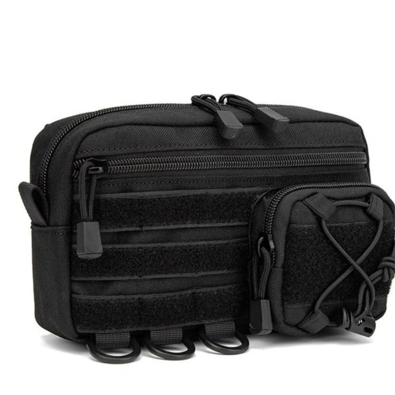 Tactical MOLLE Admin Pouch Horizontal Front Drawstring Pocket EDC Utility Organizer Waist Pack for EMT Hunting Outdoor