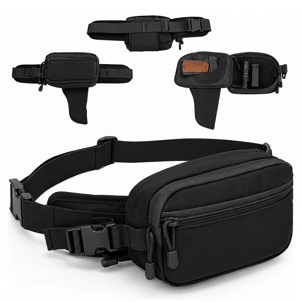 Concealed Carry Pistol Gun Bag Anti-Theft Handgun Hip Bag Tactical Waist Fanny Pack EDC Tool Pouch for Hunting Hiking Travel