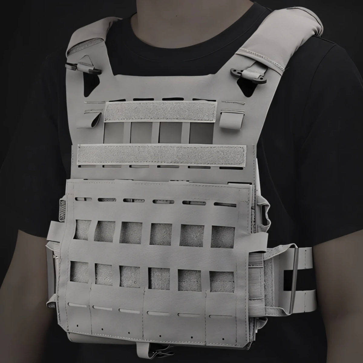 Wosport SPC Plate Carrier Lightweight MOLLE Vest Laser Cut Quick Release Shoulder Buckle Hook-and-Loop Rear Zipper for Airsoft