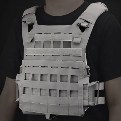 Wosport SPC Plate Carrier Lightweight MOLLE Vest Laser Cut Quick Release Shoulder Buckle Hook-and-Loop Rear Zipper for Airsoft