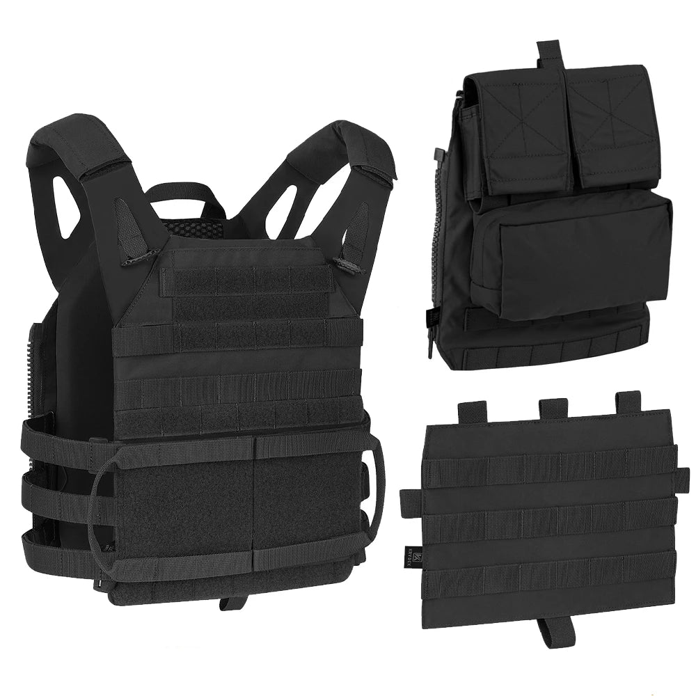 KRYDEX 500D Tactical Vest with Zip-on Backpack Bag MOLLE JPC 2 Plate Carrier for Men Hunting Combat Airsoft Paintball