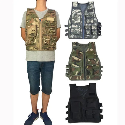 Children Summer Camping Training Camouflage Tactical Vest Body Armor Kids Outdoor Performance CS War Game Hunting Waistcoat