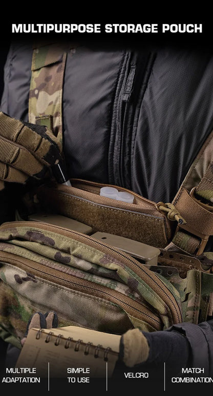 OPHIDIAN Hunting Vest Accessory Small Pocket Hook and Loop Pocket Storage Pocket Zipper Closure Pocket Insert Chest Gear