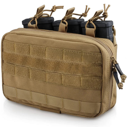 Triple Mag Admin Pouch Tactical Magazine Pouch Molle Utility EDC Organizer Detachable Inner Pocket Mag Holder for M4 M16 5.56mm
