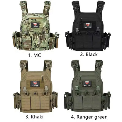 Tactical Vest Paintball Plate Holder 1000D Fabric Quick Releaseable Plate Carrier Laser Cut Platewith Triple Magazine Pouch