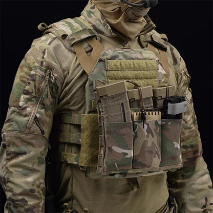 Triple Elastic Magazine Pouch Multi Caliber MOLLE Panel for 5.56 7.62 Airsoft Ammo Storage Lightweight Design