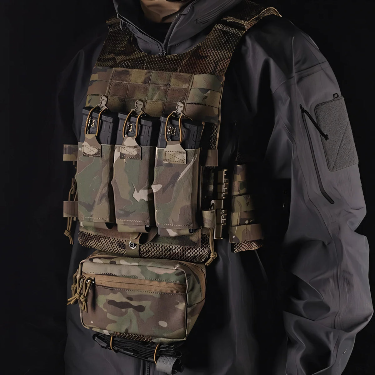 Wosport LV-119 Tactical Vest Maritime Version Triple Magazine Pouch Inner Storage Back Zipper Side Plate Pouches for Airsoft