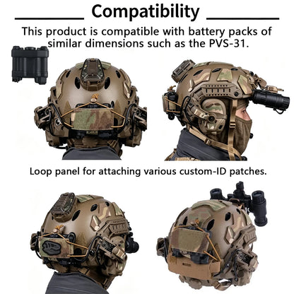 Tactical NVG Battery Box Mounting Kit Helmet Accessory Secure Fixation Holder for Night Vision Goggles Battery Storage Gear