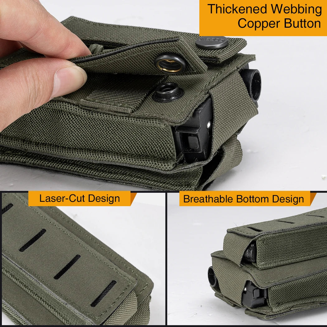 IDOGEAR Tactical LSR 9mm 556 Mag Pouch Double Mag Carrier Single MOLLE Pouch Laser Cut Open Top 3569