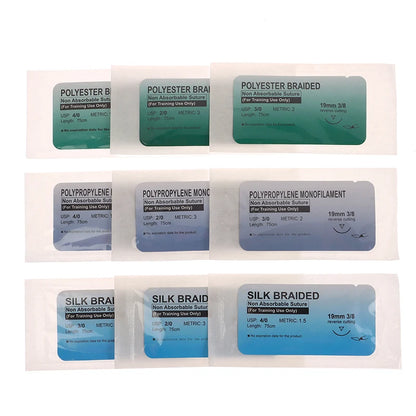 10Pcs 75cm 2/0 3/0 4/0 Medical Surgical Suture Nylon Silk Polypropylene Polyester Monofilament Thread Suture Teaching Exercises