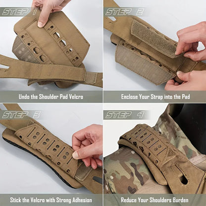 1/2PC Non-Slip Breathable Tactical Shoulder Pad Outdoor Hiking Backpack Shoulder Comfort Protector Strap Shockproof Mesh Cushion