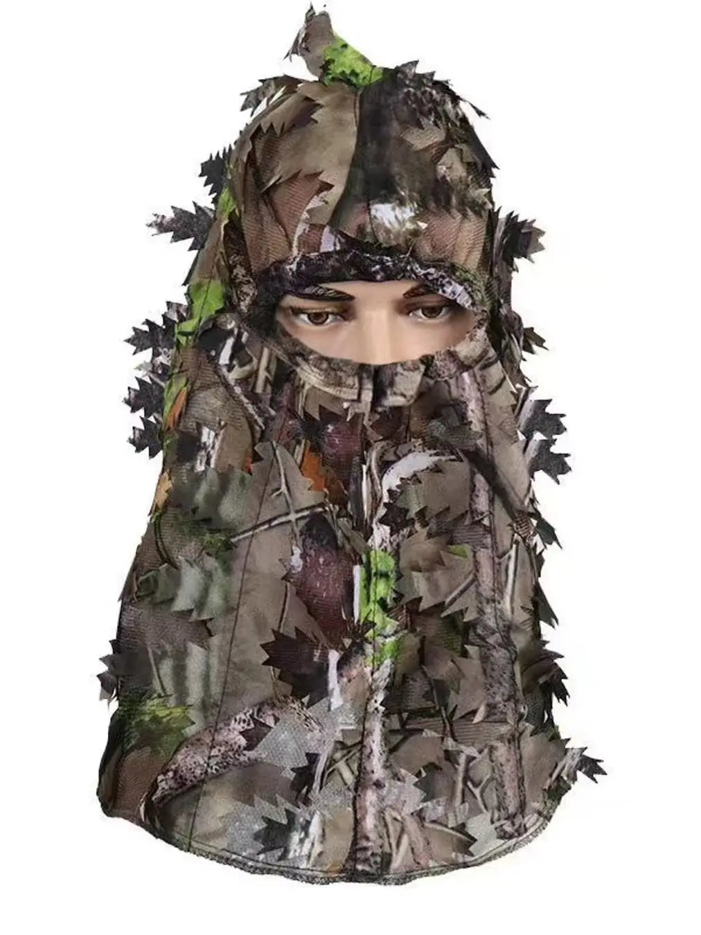 Outdoor Camouflage Headgear, 3D Leaf Camouflage Full Face Hood