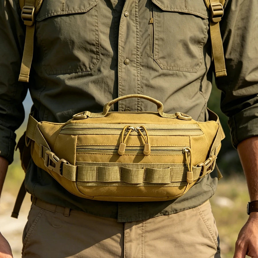 Outdoor storage waist bag, portable waist and shoulder dual-use multifunctional expansion bag, hiking and cycling bag