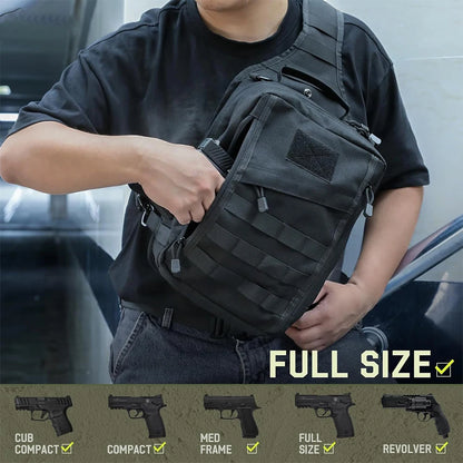 Tactical Sling Backpack Concealed Carry Gun Holster Pistol Bag Molle EDC Crossbody Bag for Outdoor Camping Travel Hiking