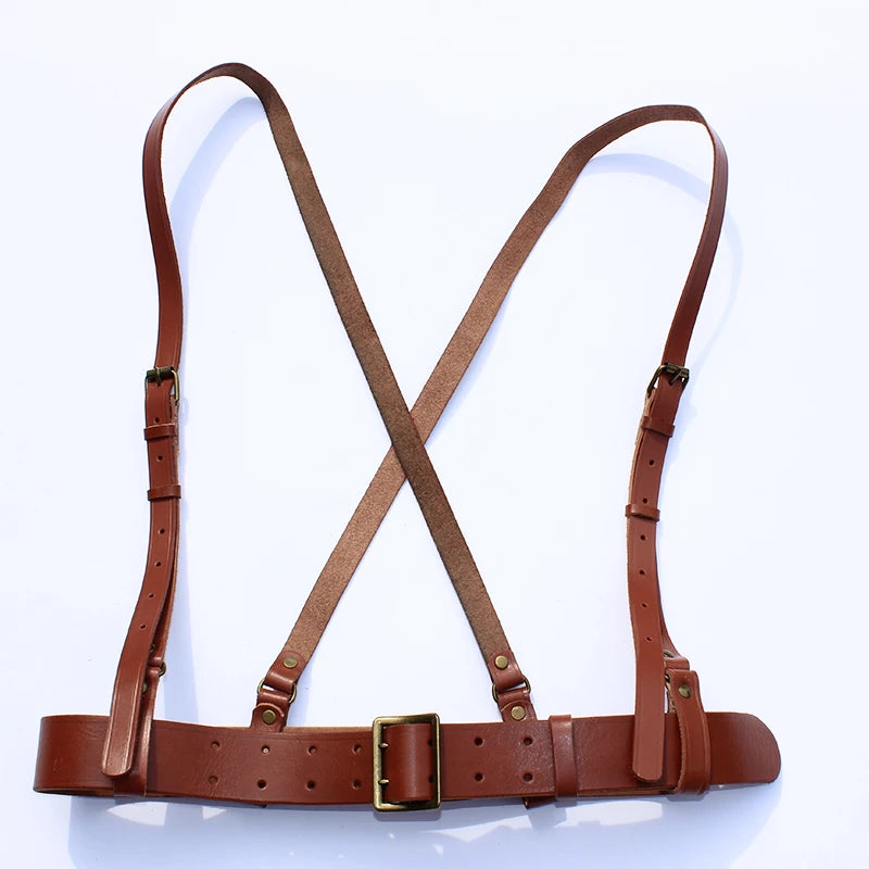 CHINESE ARMY PLA ARMED MILITARY TACTICAL OFFICER LEATHER BELT 120 length Field Suspenders X Strap Belt