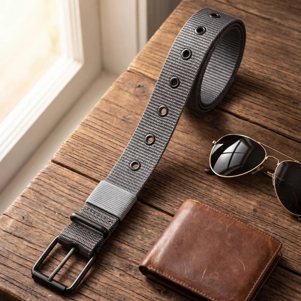 Men's Belt Porous Canvas Pin Buckle Leather Belt Outdoor Sports Belt Women's Trendy Eyelet Belt With Jeans Belt For Men Women