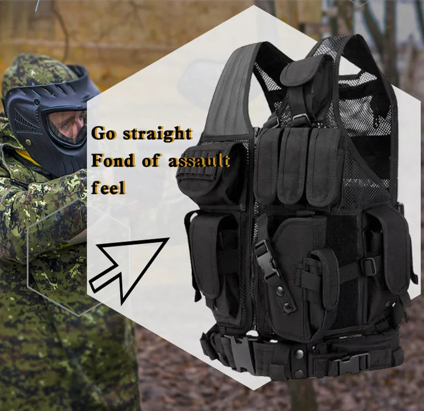 Multi-Functional Wear-resistant Tactical Vest Adjustable Outdoor Training Clothes Multi Pockets Equipment Protective Waistcoat