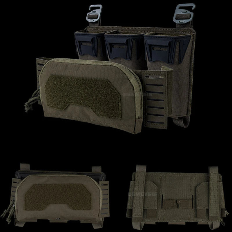 Tactical Admin Pouch with Multi-caliber 5.56 9mm Triple Mag Pouch MOLLE Front Placard System 2nd Layer Airsoft Pouches
