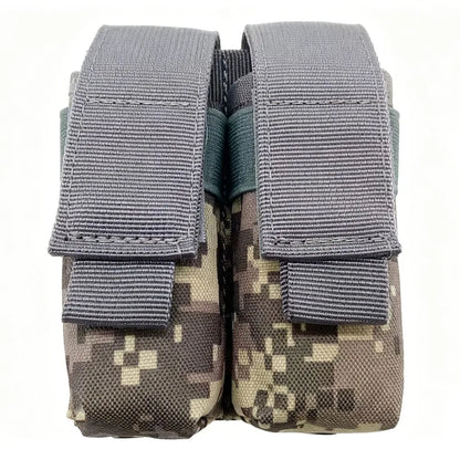 MOLLE Tactical Double Mag Pouch Portable Adjustable 9mm Magazine Holder for Hunting Shooting Vest Sports Outdoor