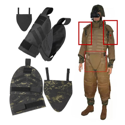 Tactical Equipment Guards Outdoor Training Protective Gear 2x MOLLE Shoulder Pads + 1x Crotch Pad with Hook & Loop Fastener
