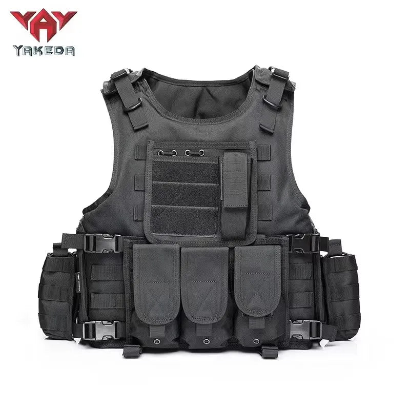 YAKEDA Tactical Vest Camouflage Body Armor Sports Wear Hunting Molle Black