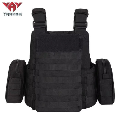YAKEDA 1000D Nylon Tactical Vest Outdoor Hunting Protective Adjustable Multifunction Molle Vest for Airsoft Combat Equipment