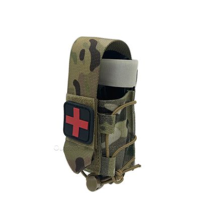 MOLLE Tourniquet Holder IFAK TQ Holder Tactical Medical Pouch Holster First Aid Kit Cross Patch/Bungee Cord EMT EMS